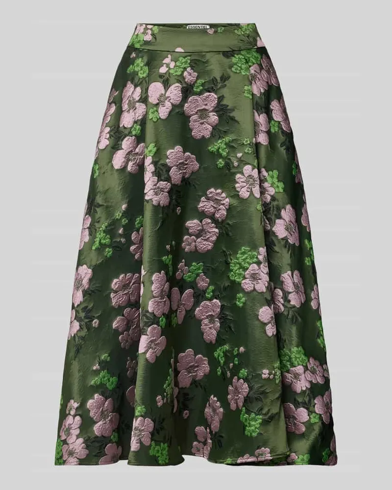 Essentiel Midi-Rock mit Jacquardstruktur Modell 'KATHYANNE Gruen