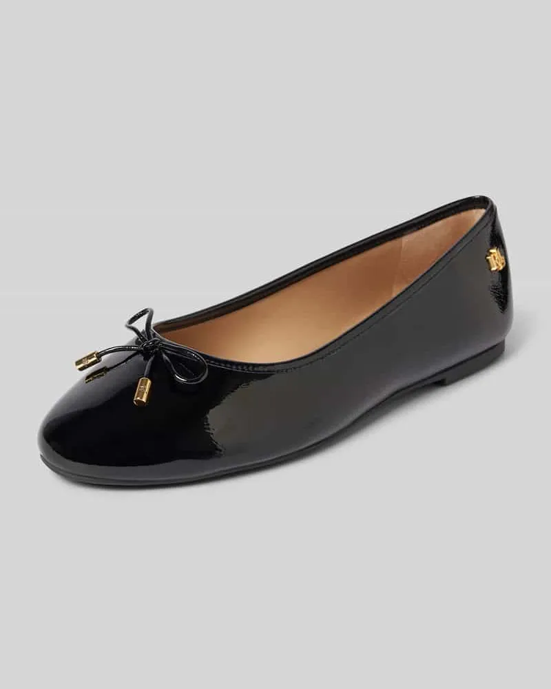 Ralph Lauren Lederballerinas mit Zierschleife Modell 'JAYNA Black