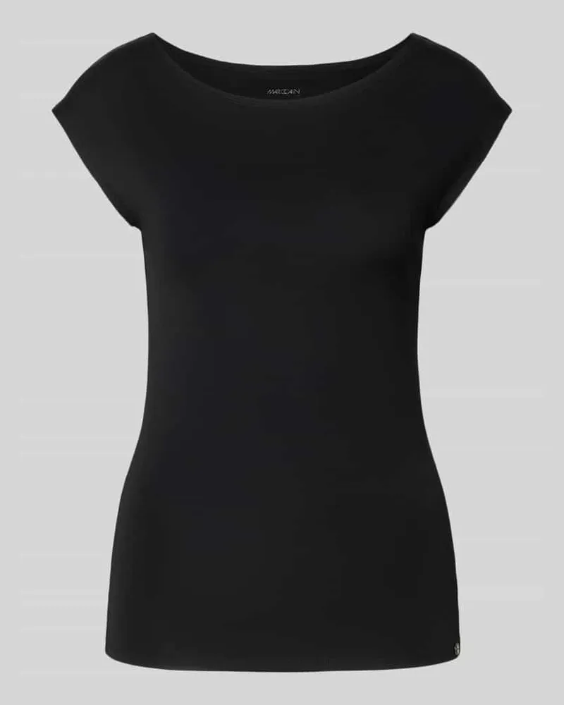 Marc Cain T-Shirt mit U-Boot-Ausschnitt und Label-Detail Black