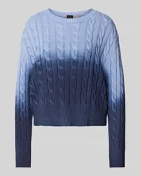 HUGO BOSS Strickpullover mit Zopfmuster Modell 'Fenesis Hellblau