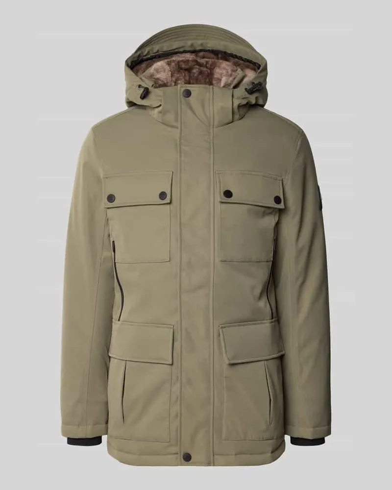 Tom Tailor Regular Fit Parka mit Webpelz-Kapuzenfutter Oliv