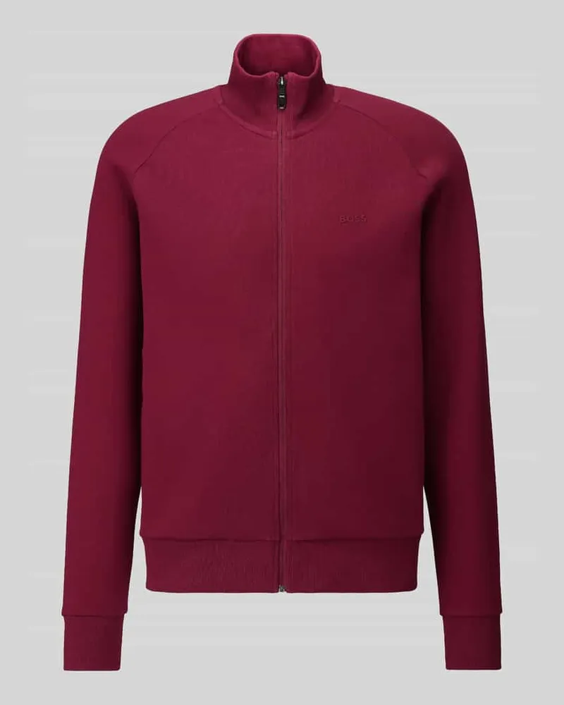 HUGO BOSS Sweatjacke mit Logo-Prägung Bordeaux