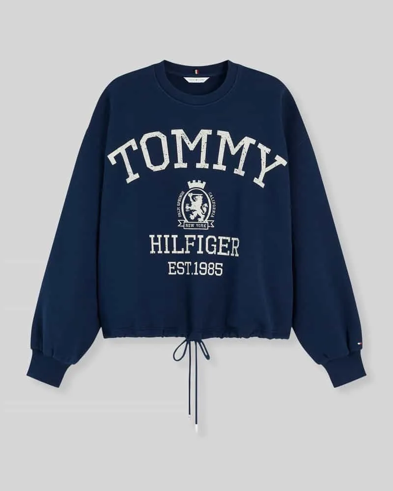 Tommy Hilfiger Loose Fit Sweatshirt aus reiner Baumwolle mit Logo-Print Marine