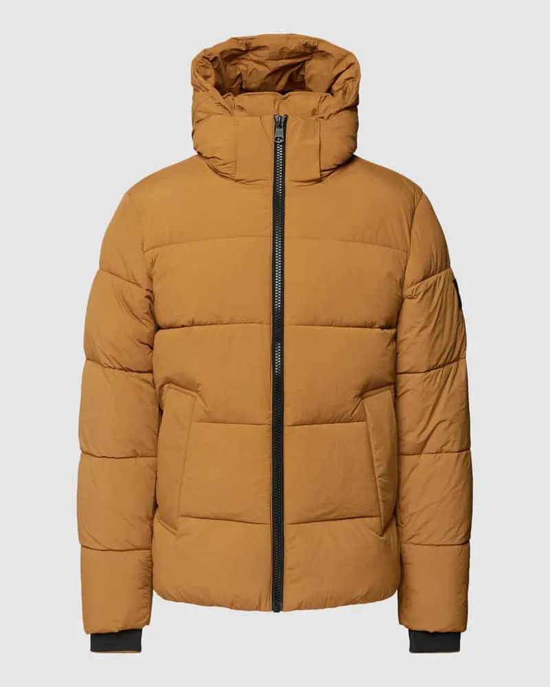 Calvin Klein Steppjacke mit Kapuze Modell 'CRINKLE NYLON PUFFER JACK Cognac