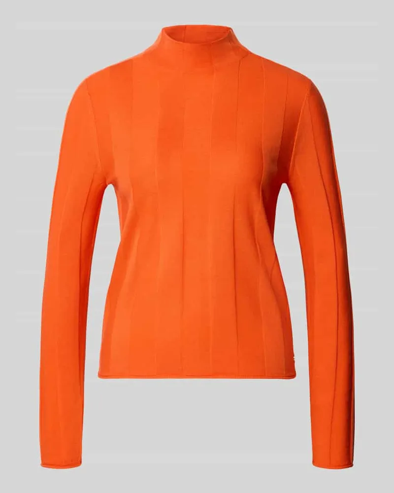Marc Cain Strickpullover aus Schurwolle-Mix mit Stehkragen Orange
