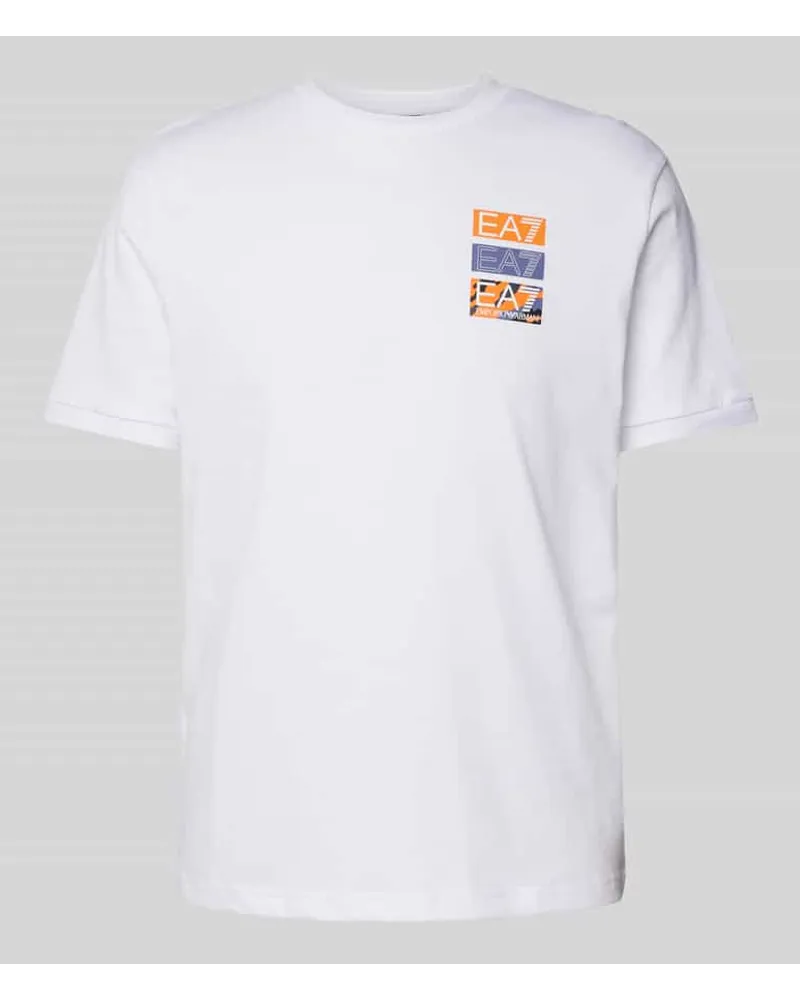 EA7 T-Shirt mit Label-Print Weiss