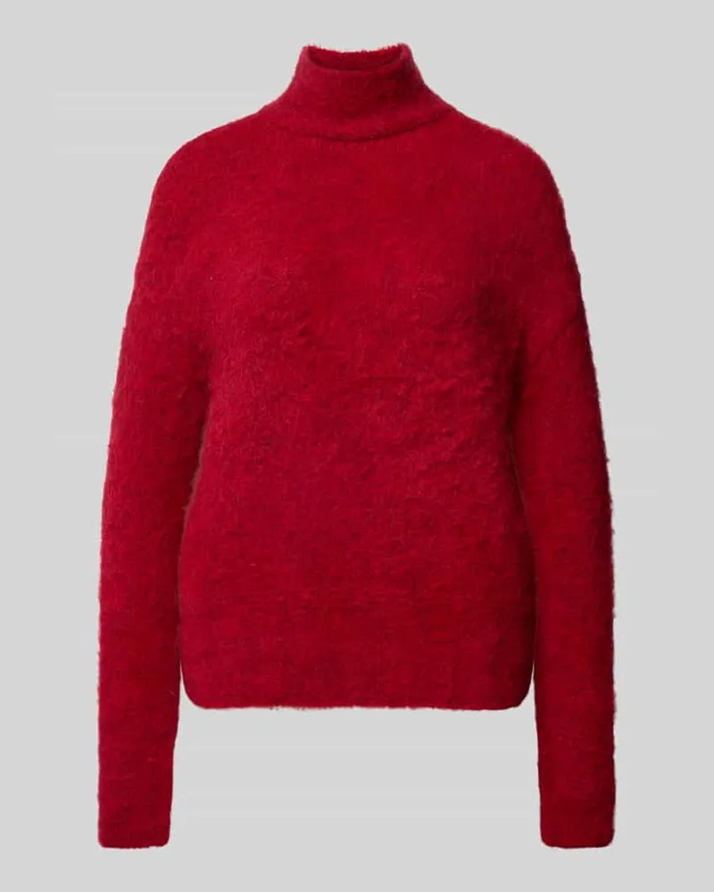 Milano Italy Strickpullover mit Stehkragen und überschnittenen Schultern Rot