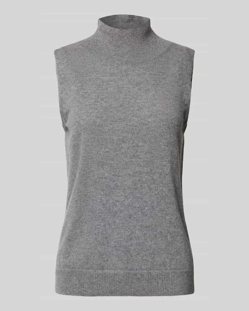 S. Marlon Stricktop aus Kaschmir mit Stehkragen Mittelgrau