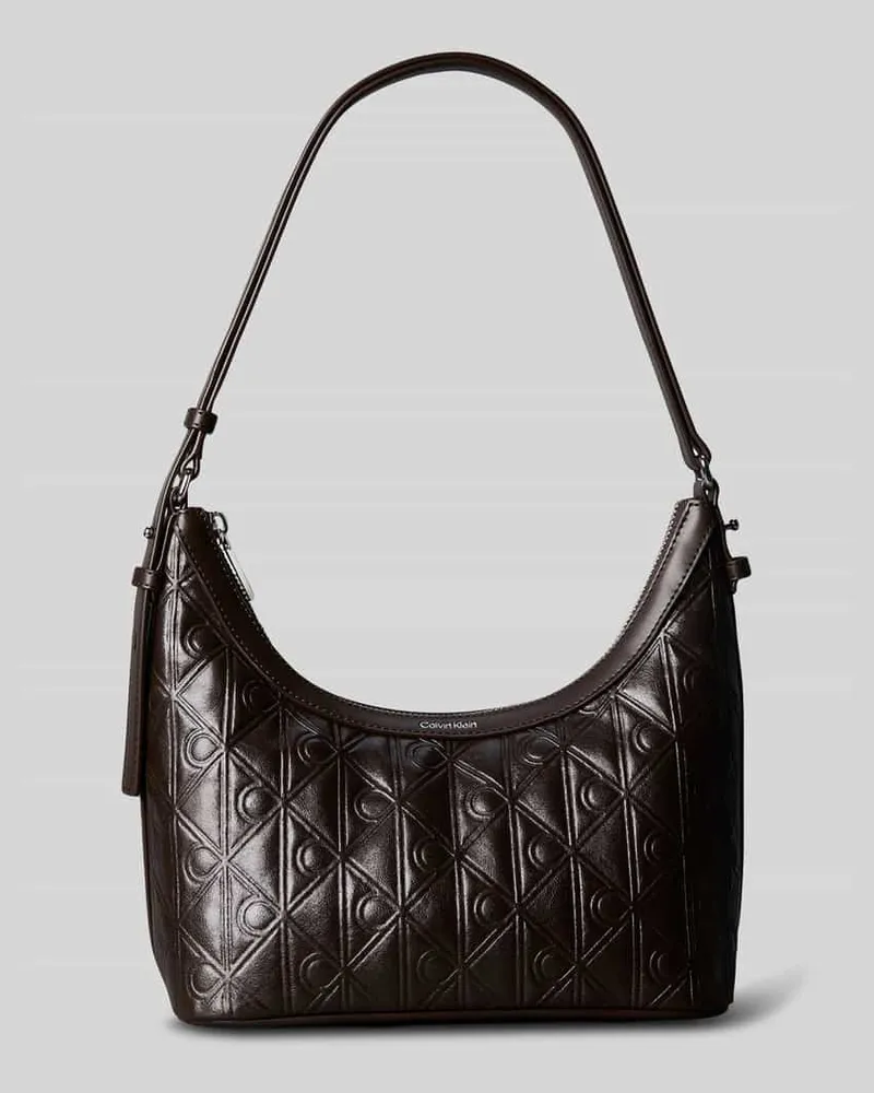 Calvin Klein Henkeltasche mit Allover-Logo-Prägung Dunkelbraun
