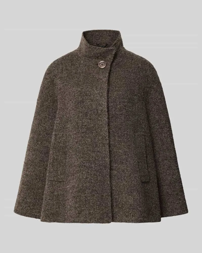 Cinzia Rocca Jacke mit Woll-Anteil und Stehkragen Dunkelbraun