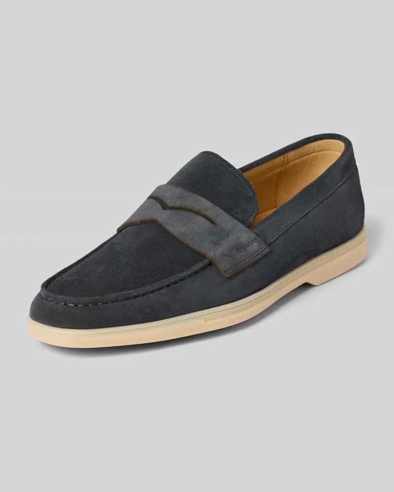 Carl Gross Loafer aus echtem Leder in Suede-Optik Marine