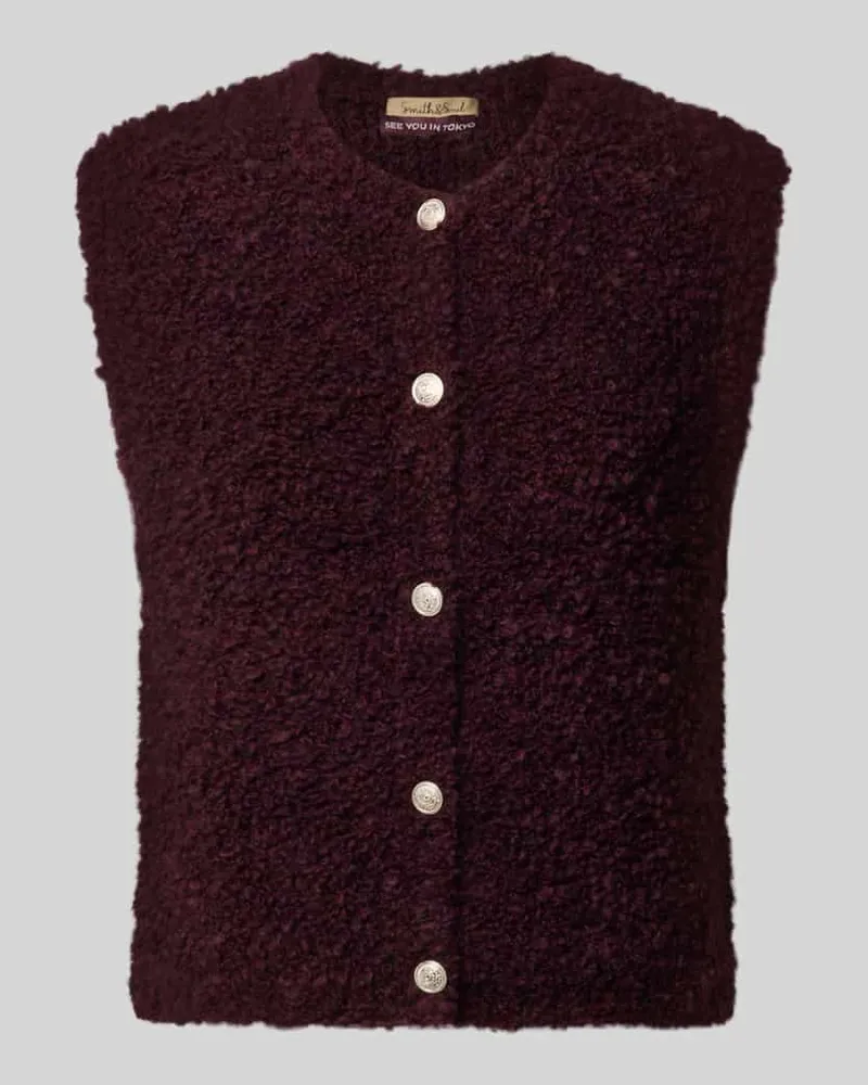 Smith & Soul Regular Fit Weste aus Woll-Mix in Strick-Optik mit Knopfleiste Bordeaux
