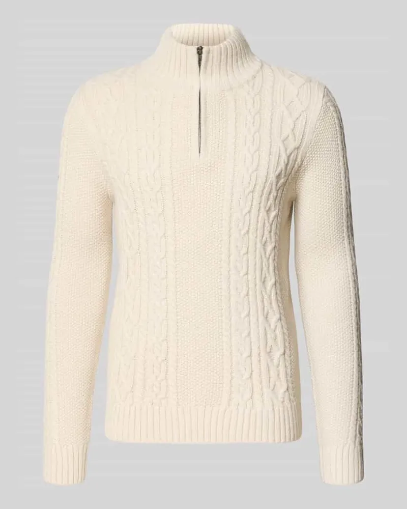 Superdry. Slim Fit Strickpullover mit Woll-Anteil Modell 'JACOB Ecru