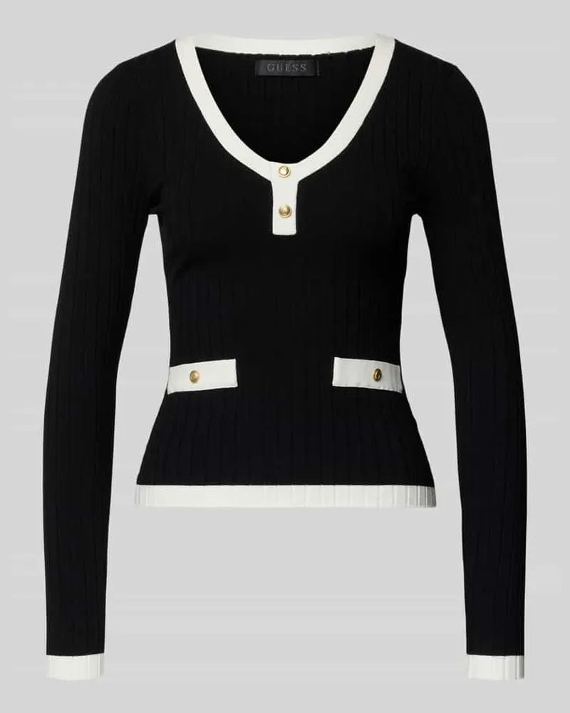 Guess Slim Fit Longsleeve aus Viskose-Mix Modell 'Laurel Black
