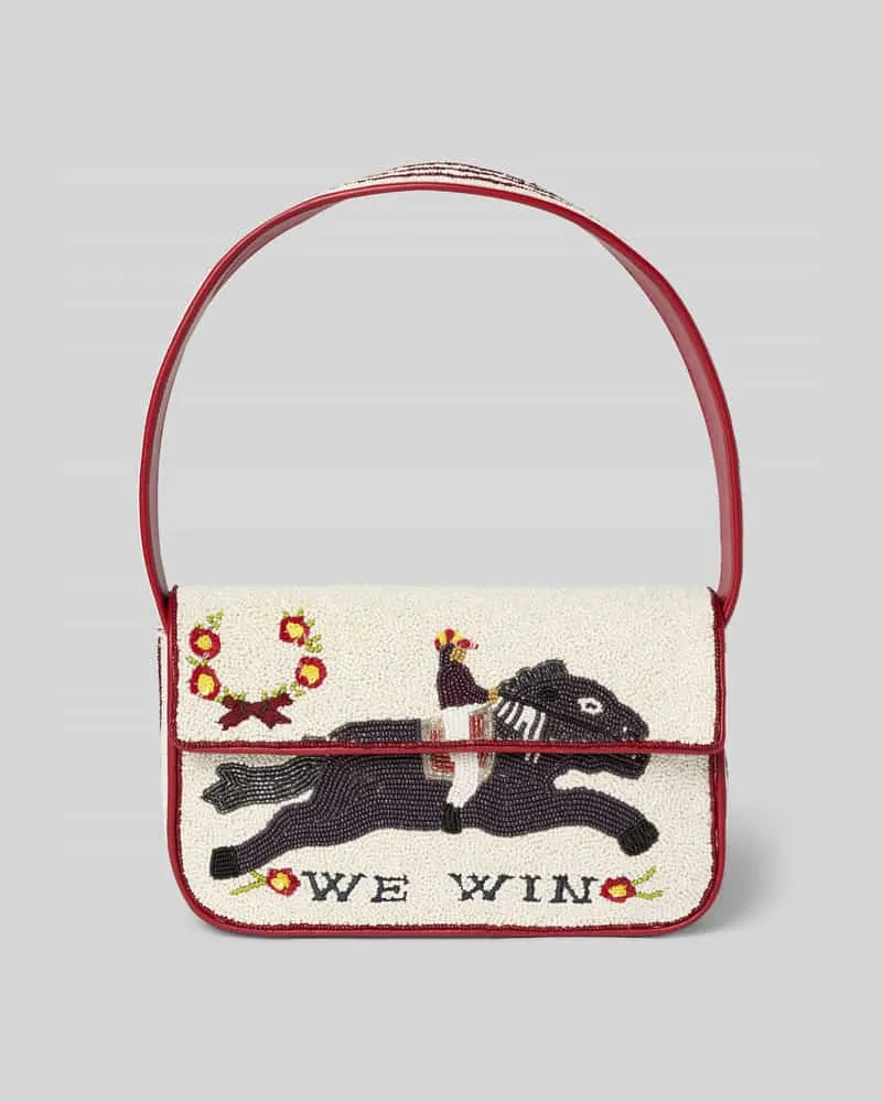 STAUD Handtasche mit Perlen Modell 'TOMMY BEADED BAG Weiss