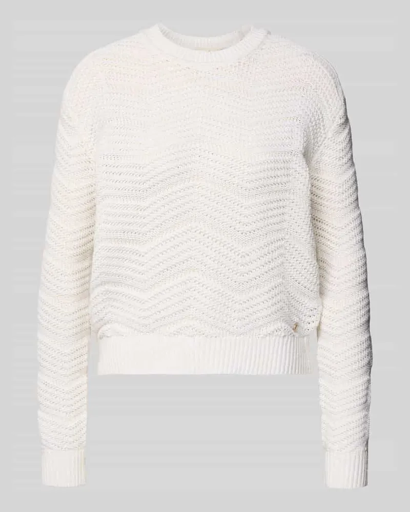 Guess Strickpullover mit gerippten Abschlüssen Offwhite