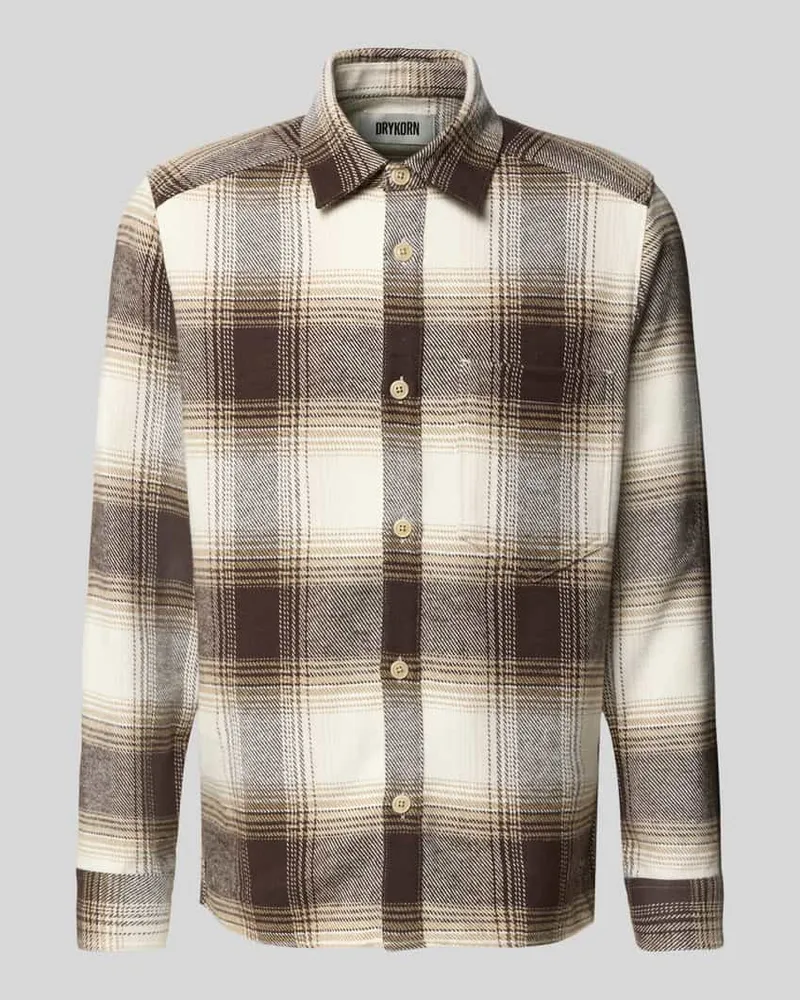 Drykorn Regular Fit Overshirt mit Brusttasche Modell 'DIEGGO Mittelbraun