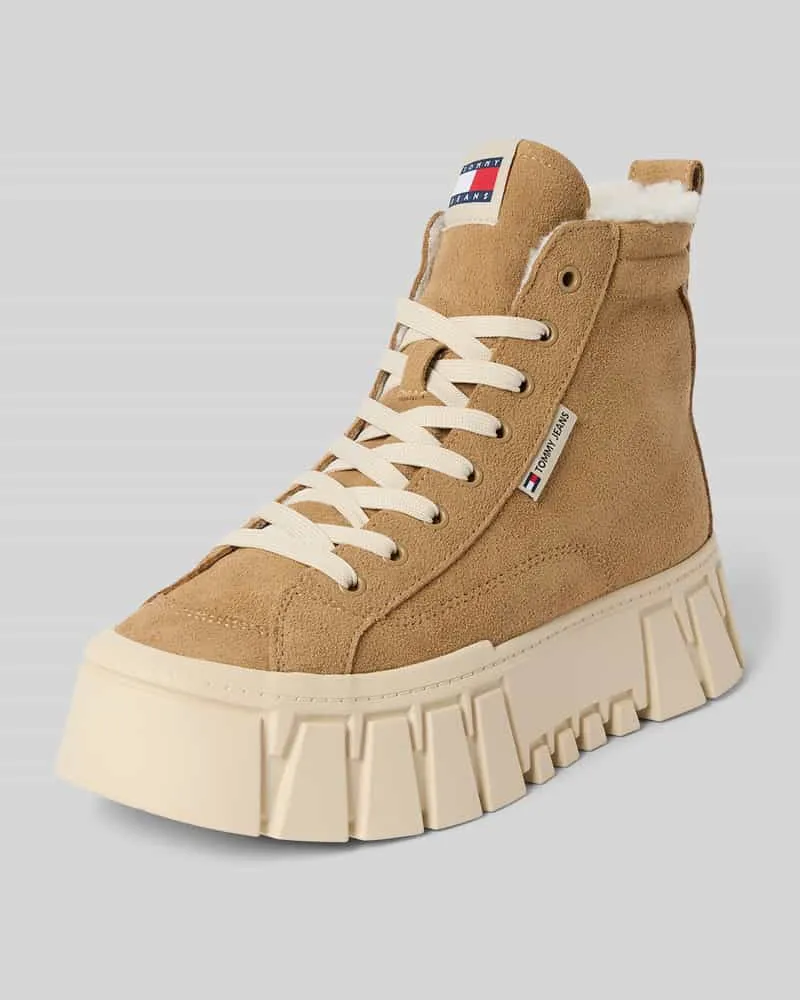 Tommy Hilfiger Schnürstiefel aus echtem Veloursleder Modell 'VULC Hellbraun