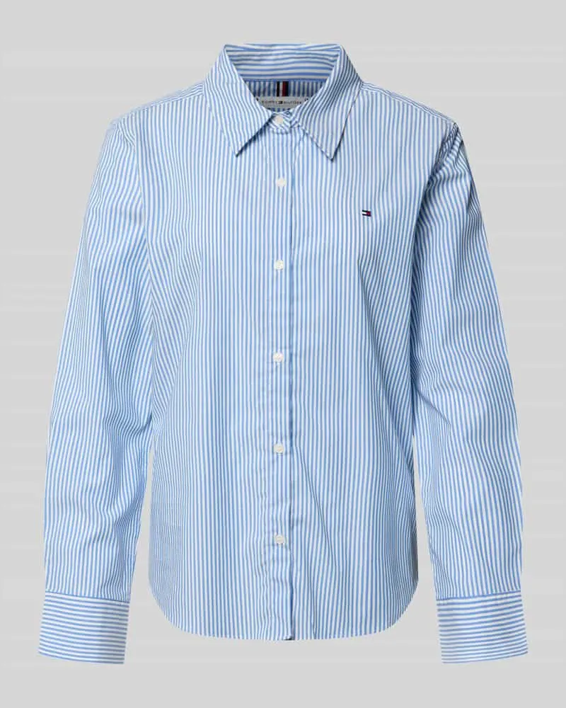 Tommy Hilfiger Regular Fit Hemdbluse aus Baumwoll-Mix Hellblau