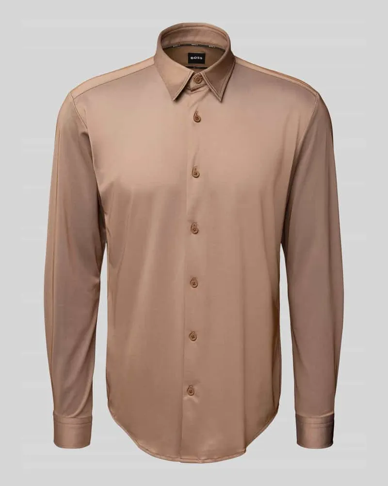 HUGO BOSS Slim Fit Businesshemd aus atmungsaktivem Material Sand