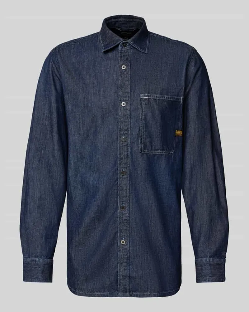 G-STAR RAW Freizeithemd mit Knopfleiste Jeansblau