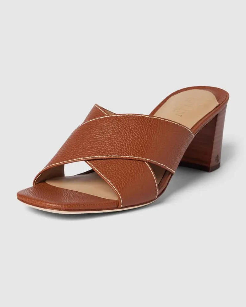 Ralph Lauren Sandalette mit Blockabsatz Modell 'FREDDI Hellbraun