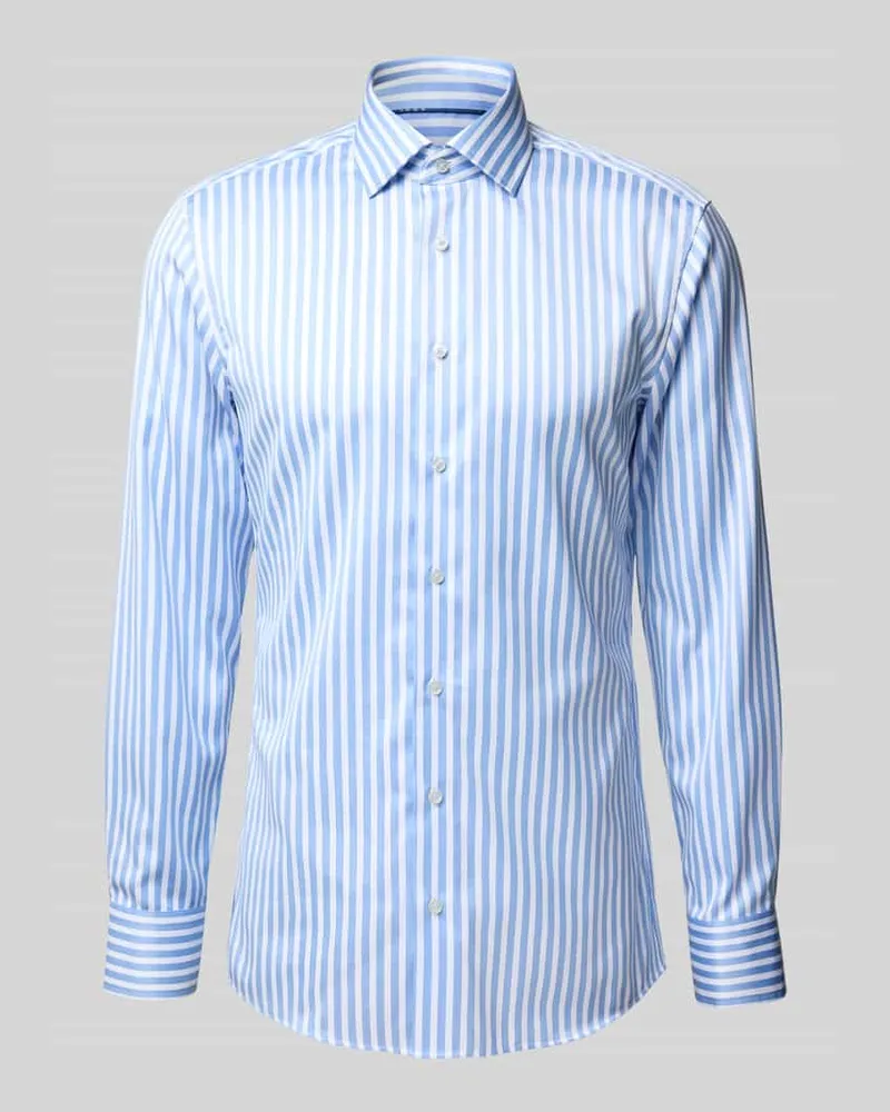 Eterna Slim Fit Business-Hemd mit Knopfleiste Bleu