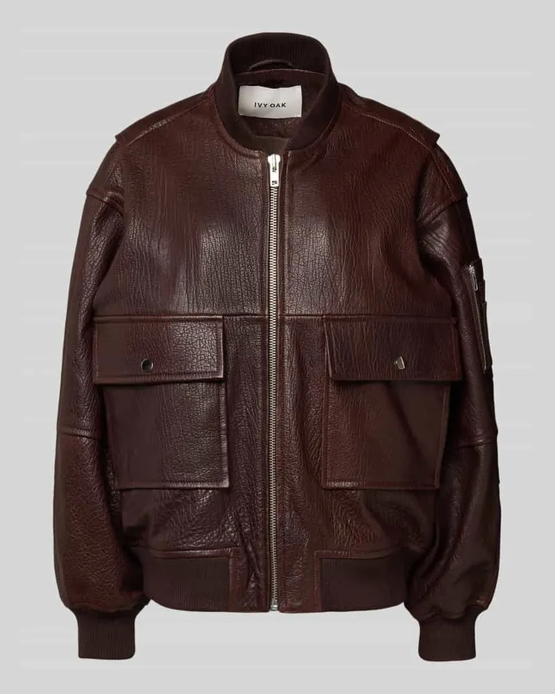 IVY & OAK Lederjacke aus echtem Leder mit Pattentaschen Modell 'LARA Bordeaux