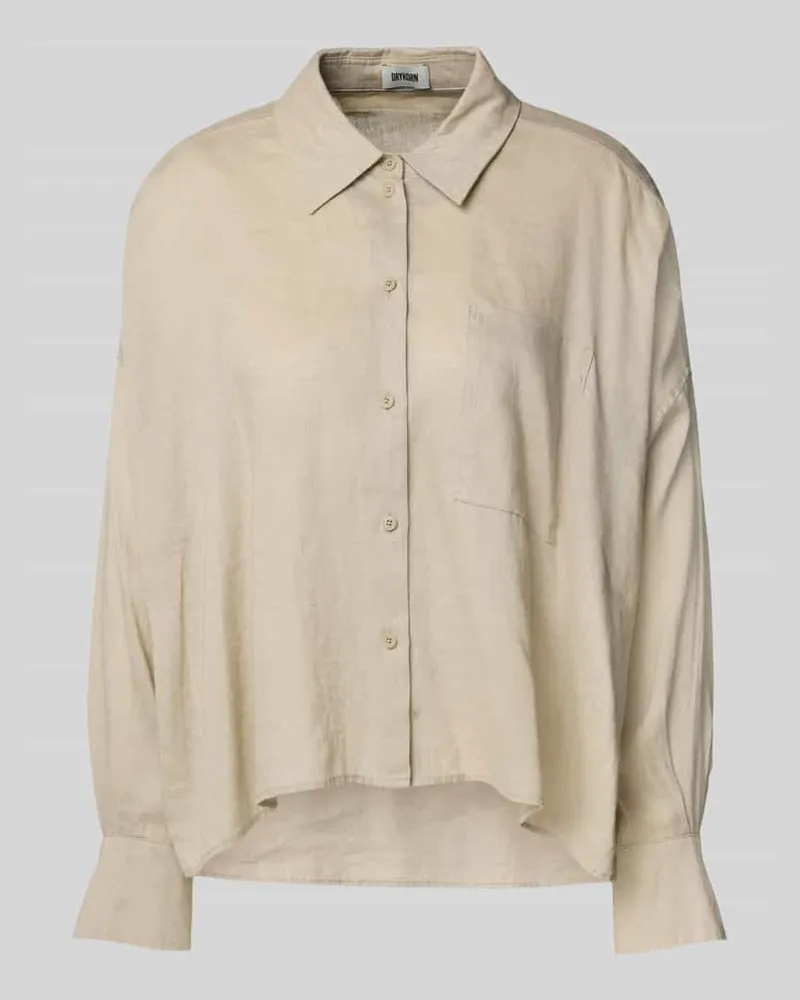 Drykorn Relaxed Fit Leinenbluse mit Brusttasche Modell 'NAMIDA Sand