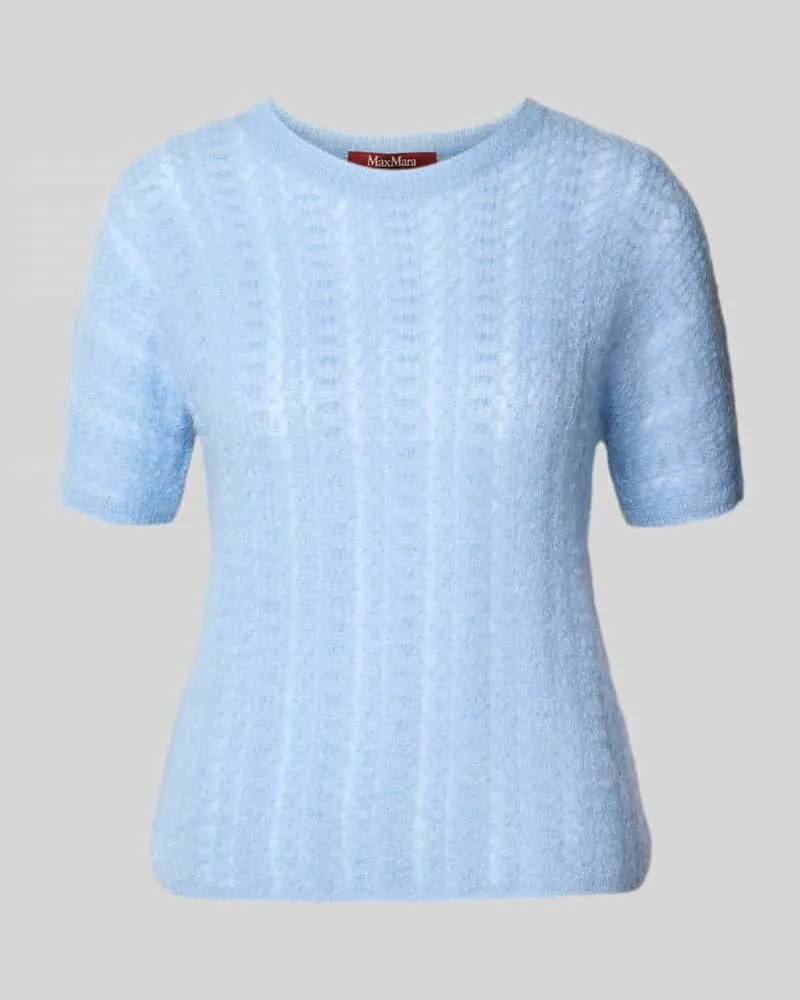 Max Mara Boxy Fit Strickpullover aus Mohair-Mix Modell 'TERZO Hellblau