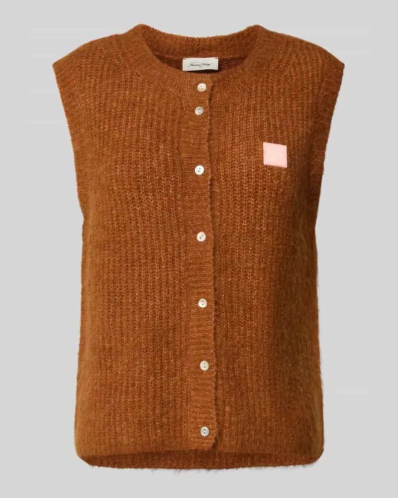 American Vintage Strickweste mit Label-Patch Cognac