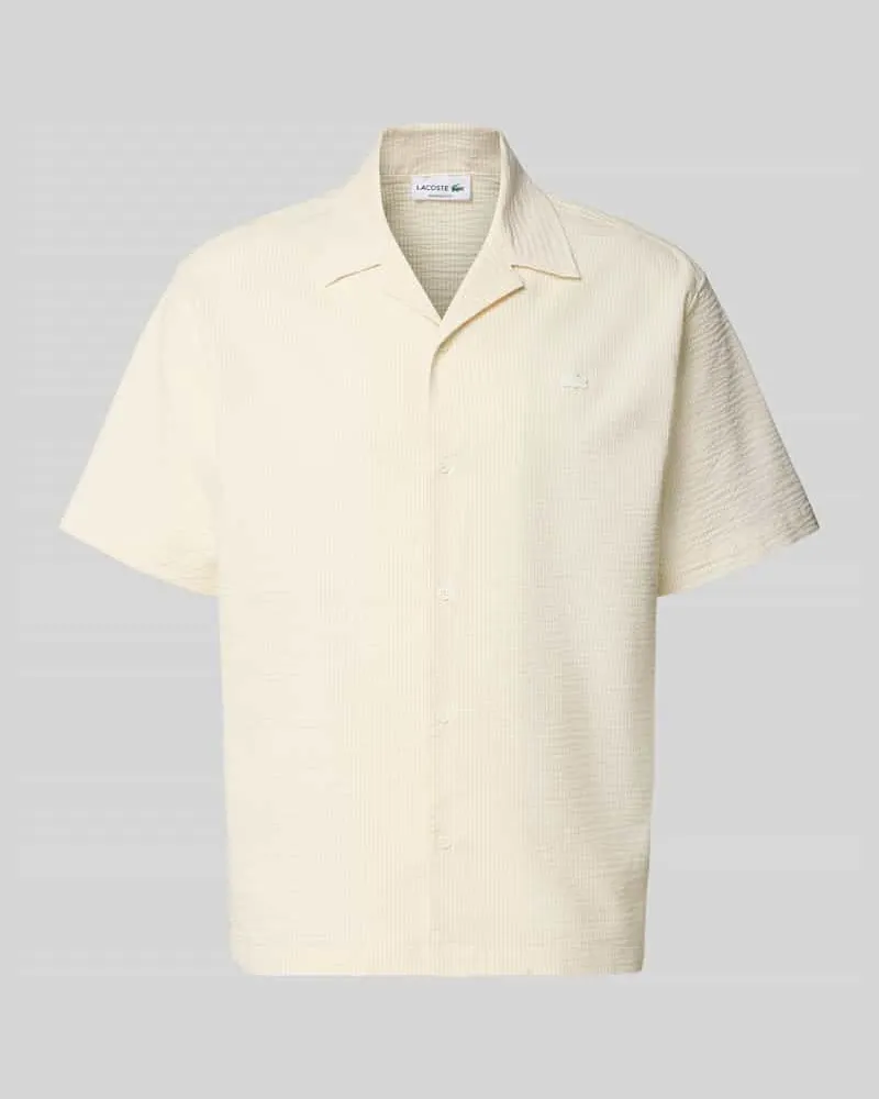 Lacoste Relaxed Fit Freizeithemd aus reiner Baumwolle Offwhite