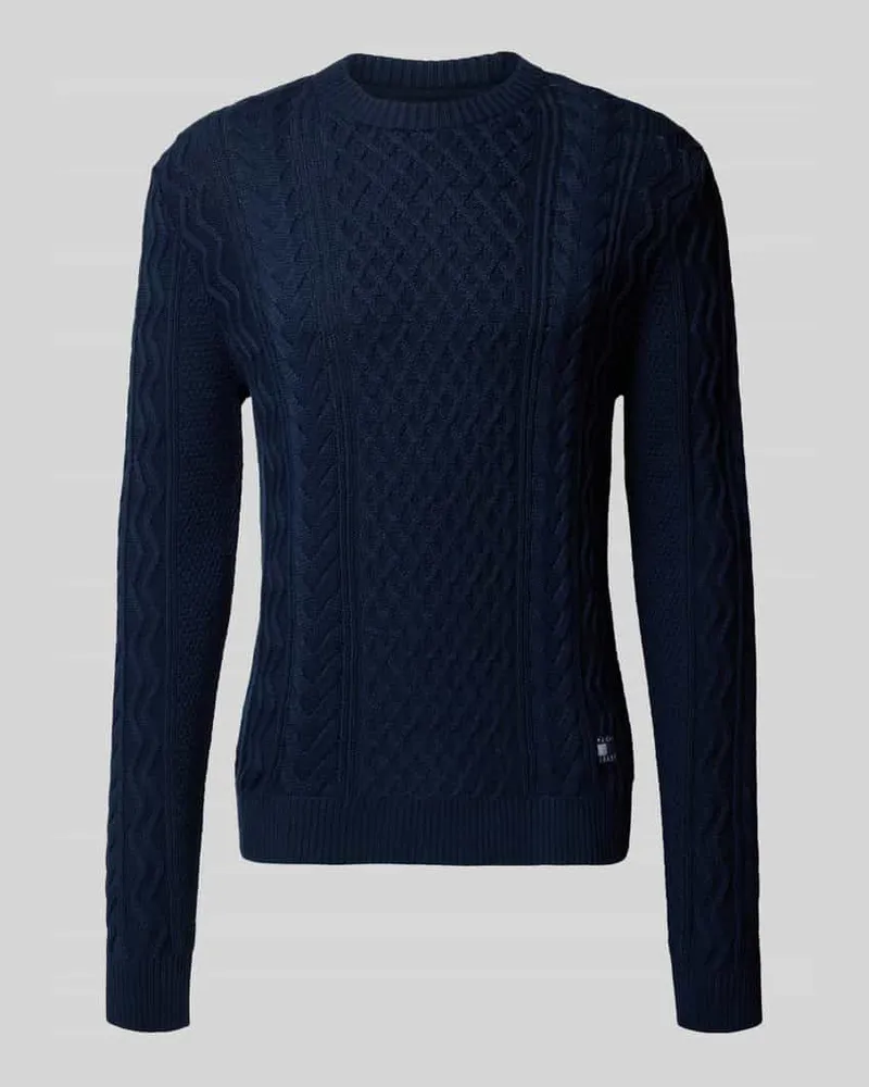 Tommy Hilfiger Regular Fit Strickpullover aus reiner Baumwolle Marine
