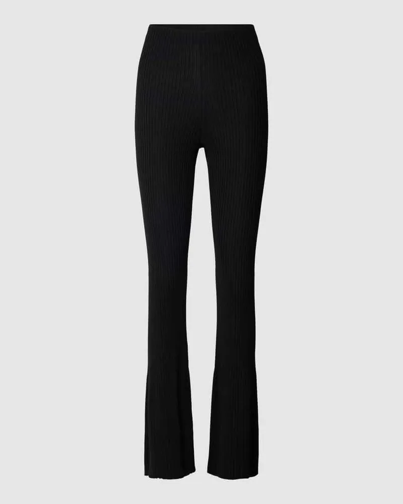 Wolford Schlaghose aus Wolle in Ripp-Optik Black