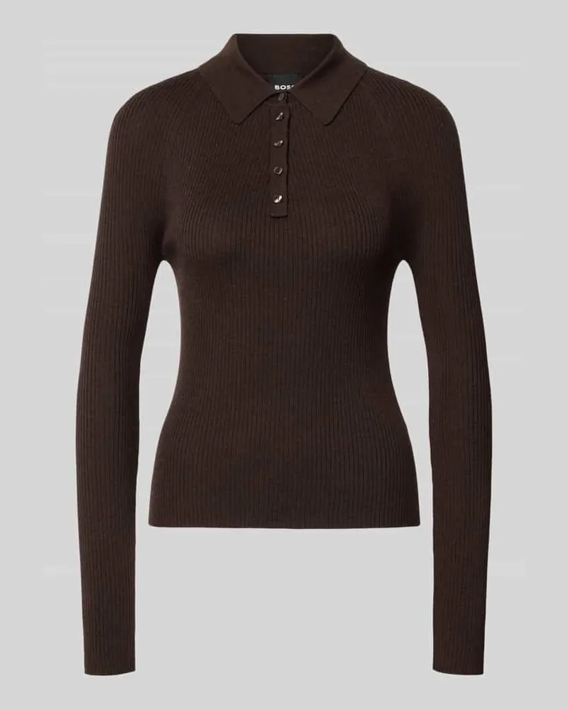 HUGO BOSS Regular Fit Pullover aus reiner Wolle Modell 'Faelina Dunkelbraun