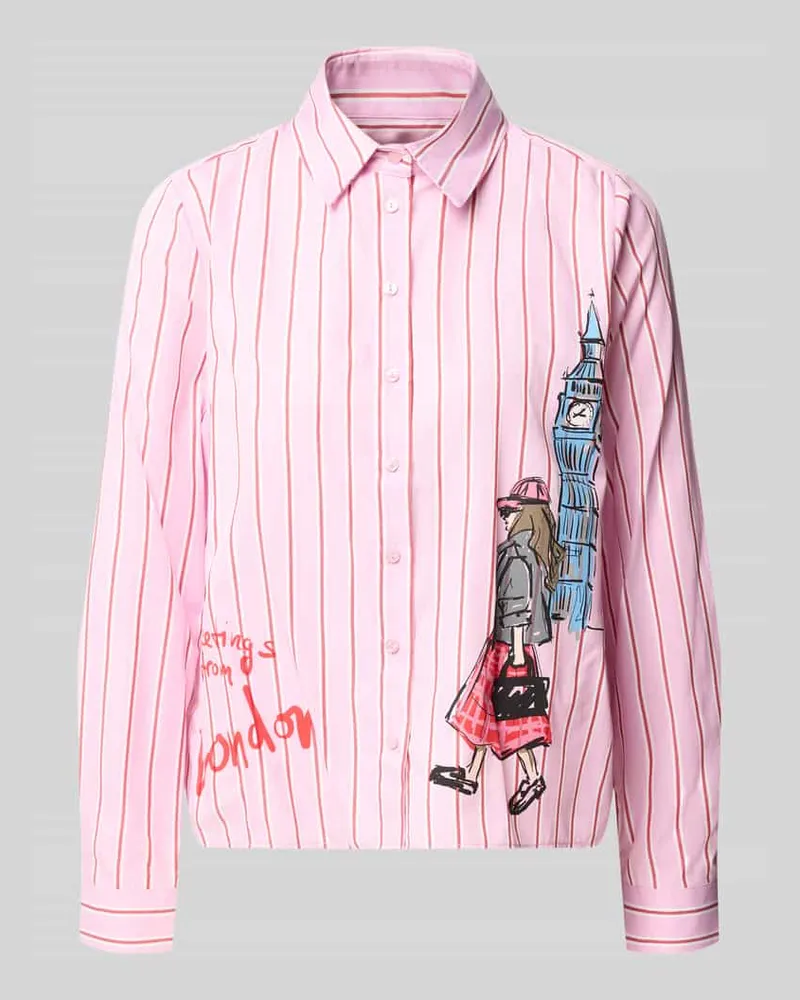 Milano Italy Regular Fit Bluse mit Motiv-Print Rot