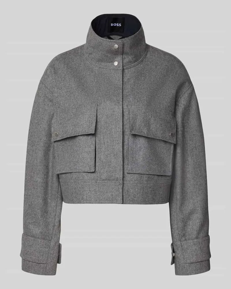 HUGO BOSS Regular Fit Kurzblazer aus Woll-Mix Modell 'JARDIA Hellgrau