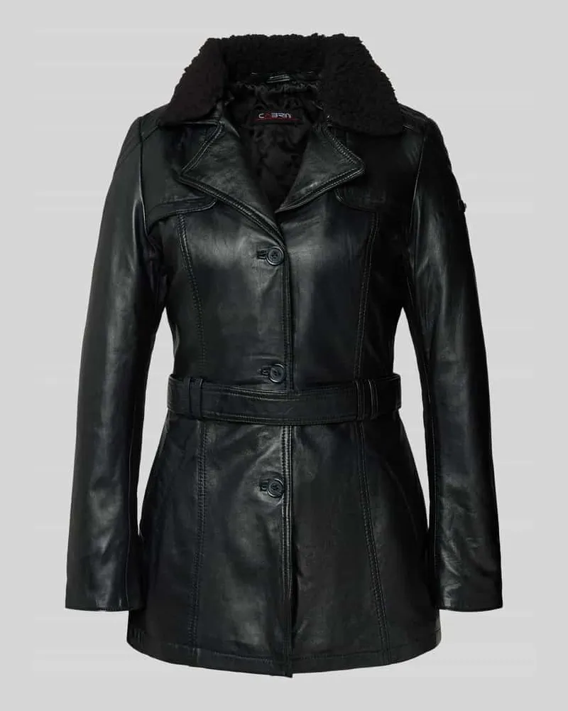 CABRINI Ledermantel mit Reverskragen Black