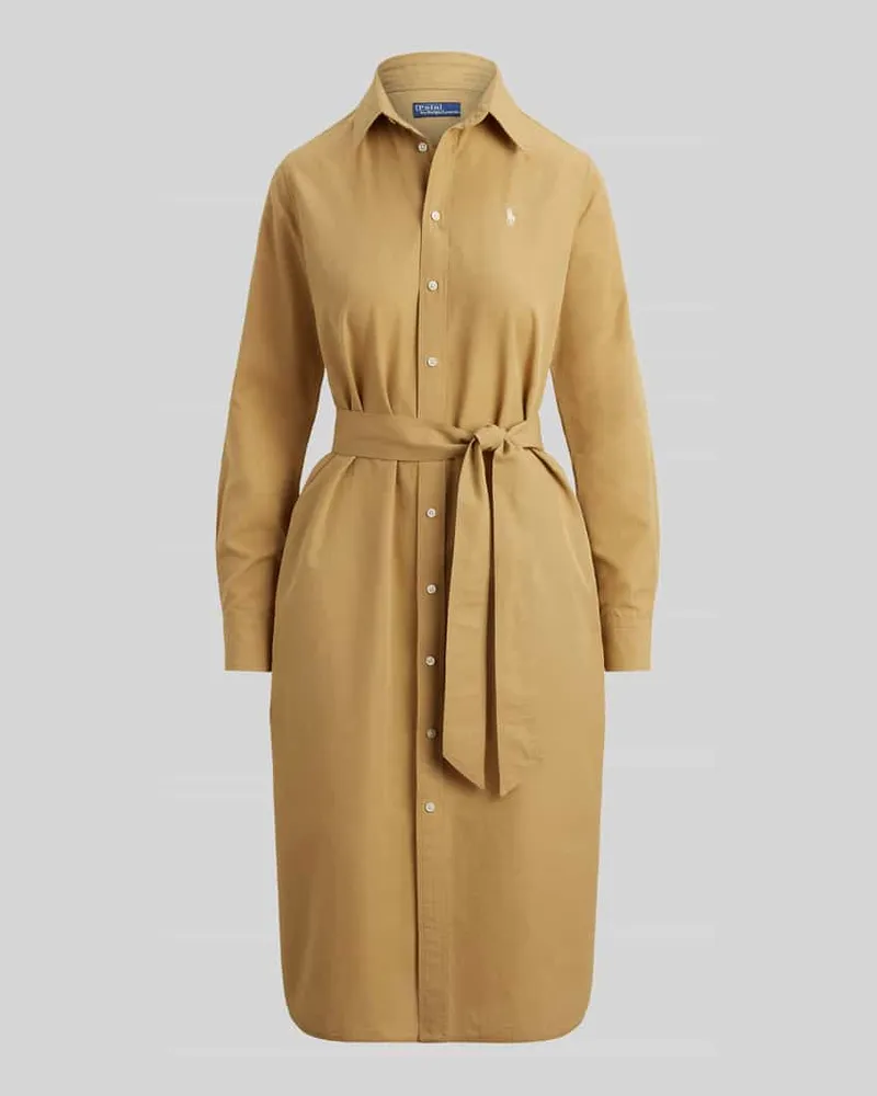 Ralph Lauren Hemdblusenkleid aus Baumwoll-Leinen-Mix Camel