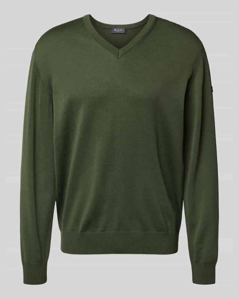 Maerz Strickpullover mit V-Ausschnitt Oliv