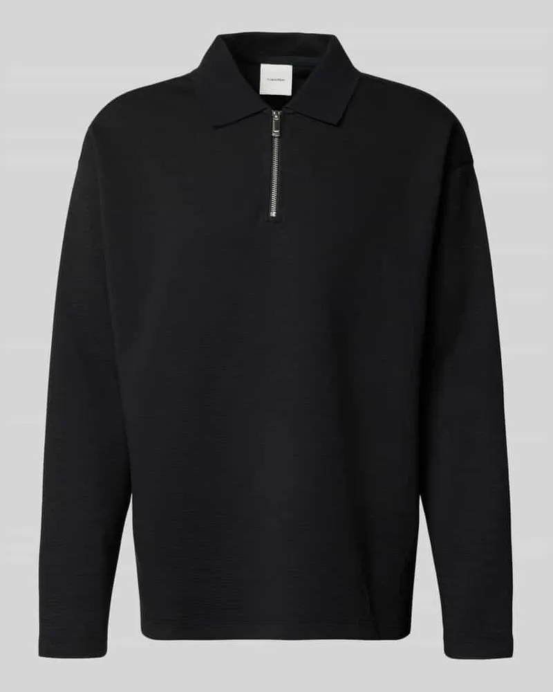 Calvin Klein Sweatshirt mit Polokragen und Reißverschluss Black
