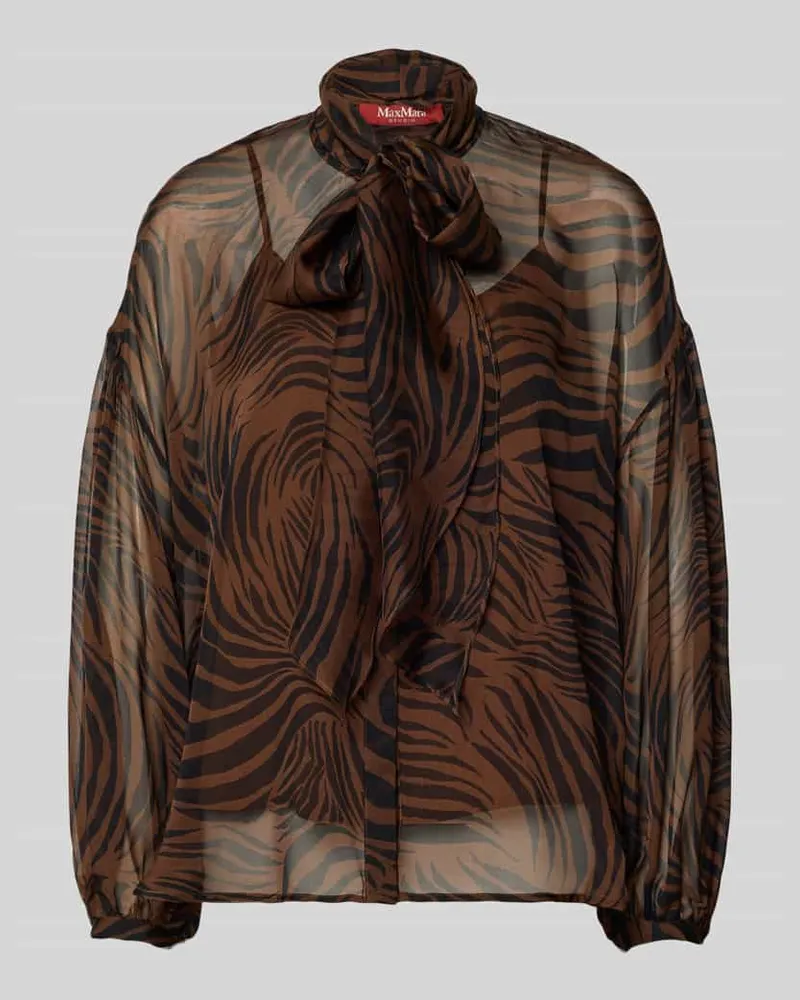 Max Mara Relaxed Fit Seidenbluse mit Schluppe Modell 'BALLATA Mittelbraun