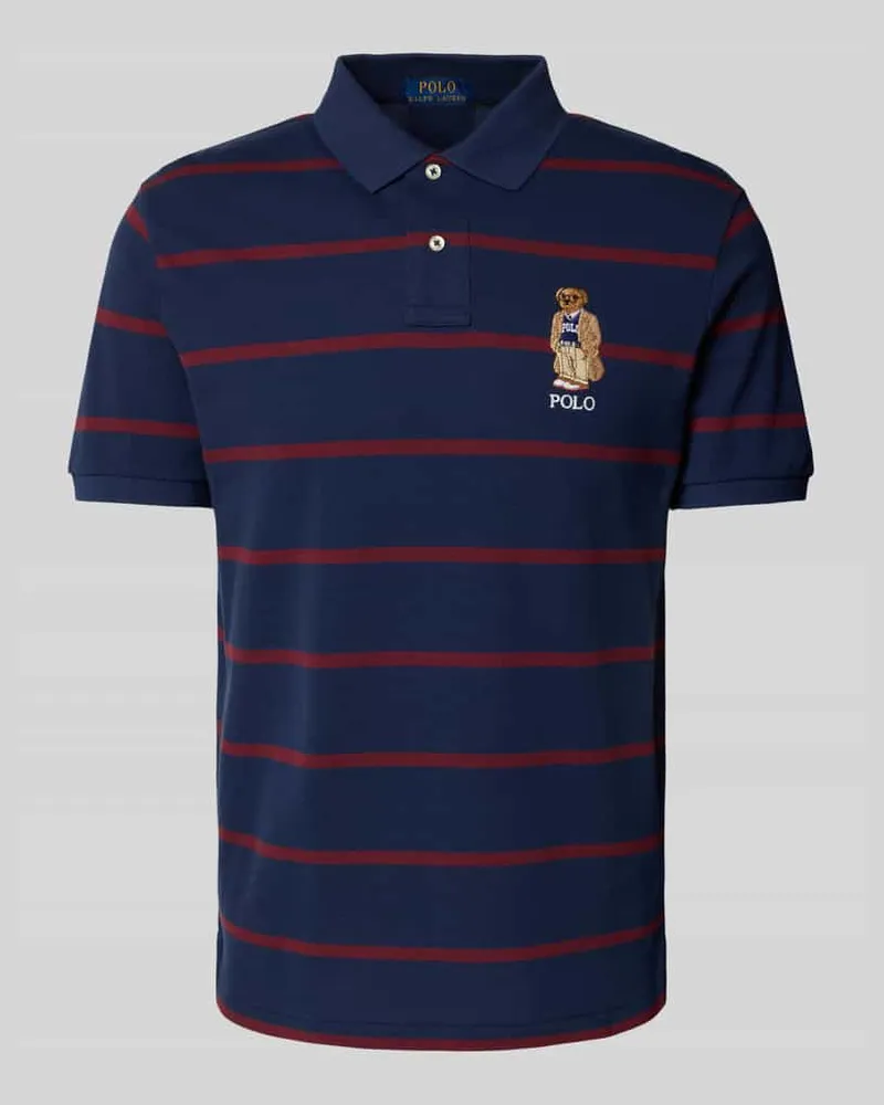 Ralph Lauren Custom Slim Fit Poloshirt mit Stitching Marine