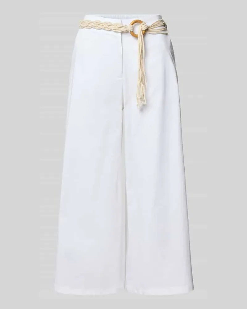 More & More Culotte mit elastischem Bund und Gürtel Weiss