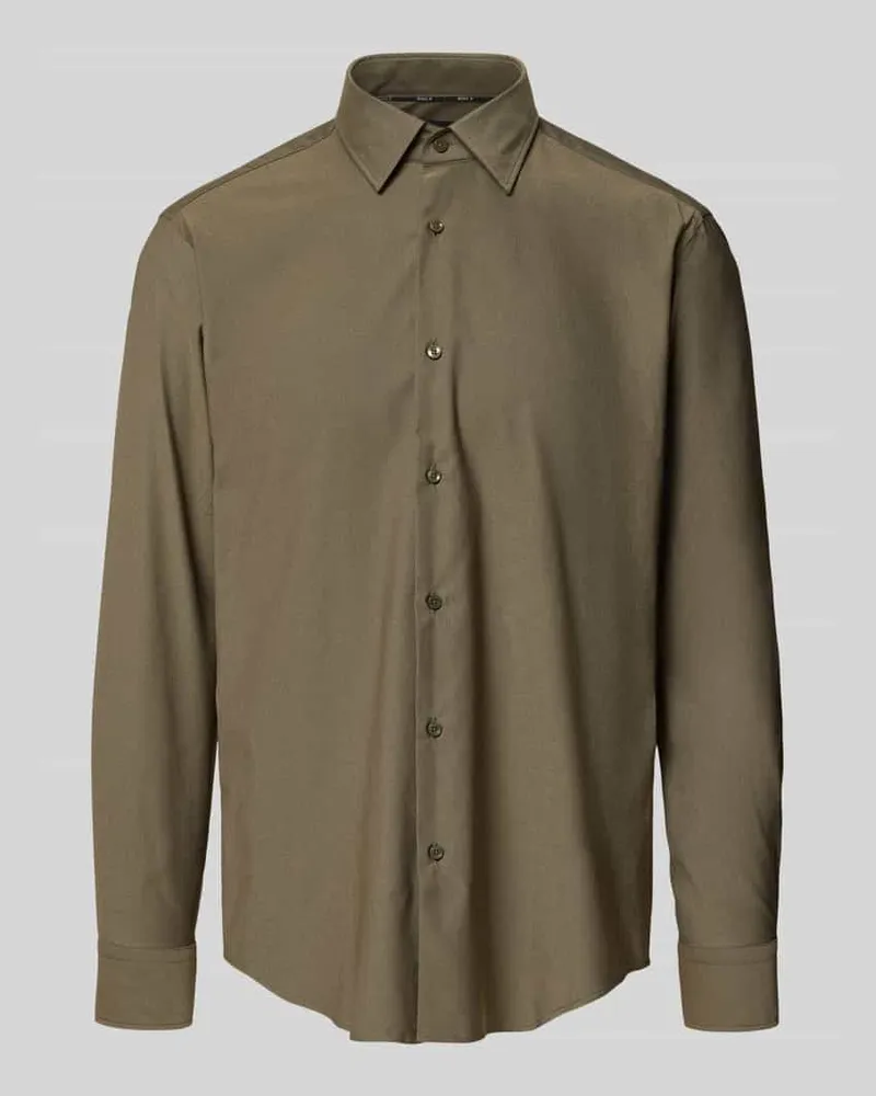 HUGO BOSS Regular Fit Businesshemd mit Kentkragen Modell 'JOE Oliv