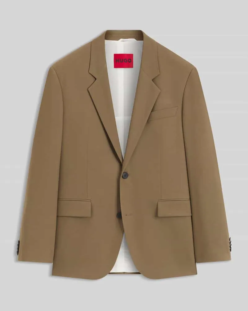 HUGO BOSS Regular Fit Sakko mit Viskose-Anteil Modell 'Karlo243X Beige