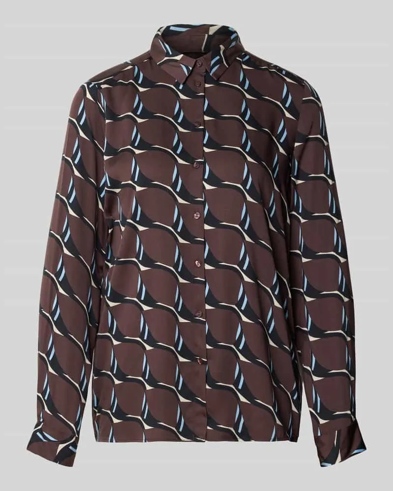 Milano Italy Bluse aus Viskose mit Kentkragen Schoko