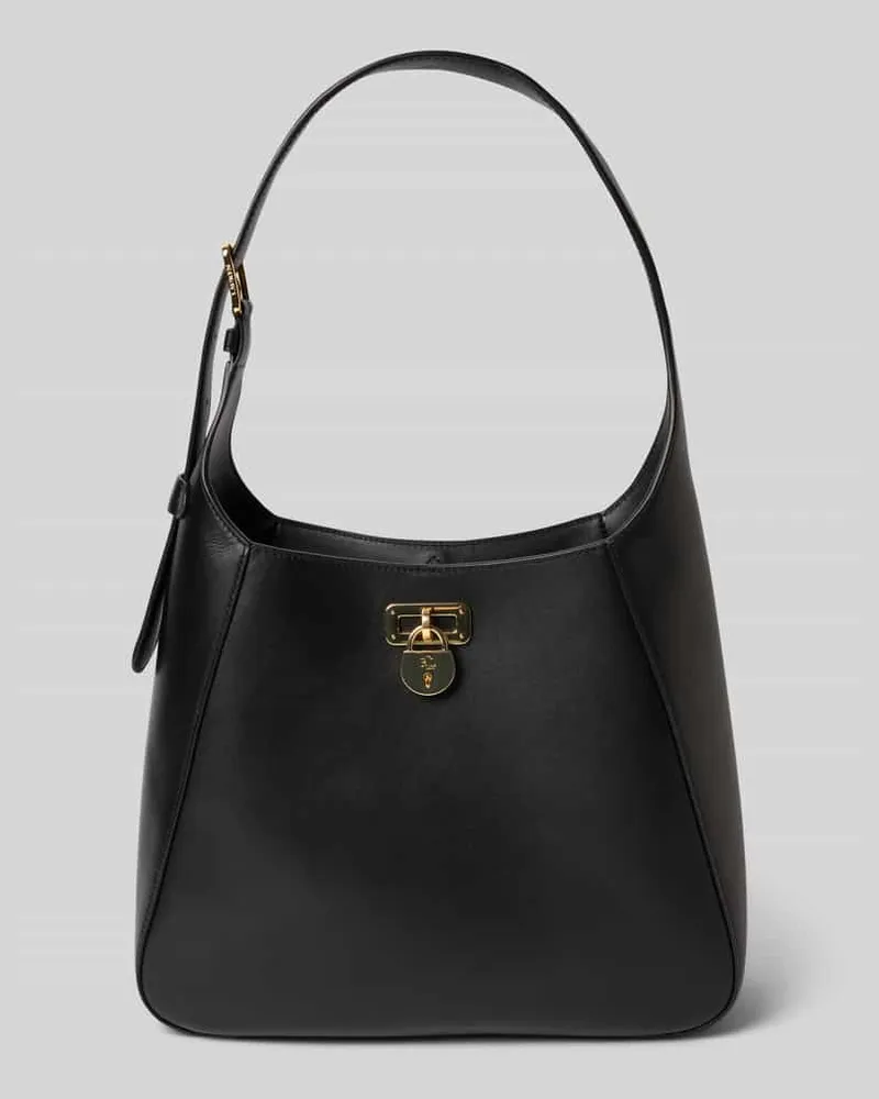 Ralph Lauren Lederhandtasche mit Label-Anhänger Modell 'TANNER Black