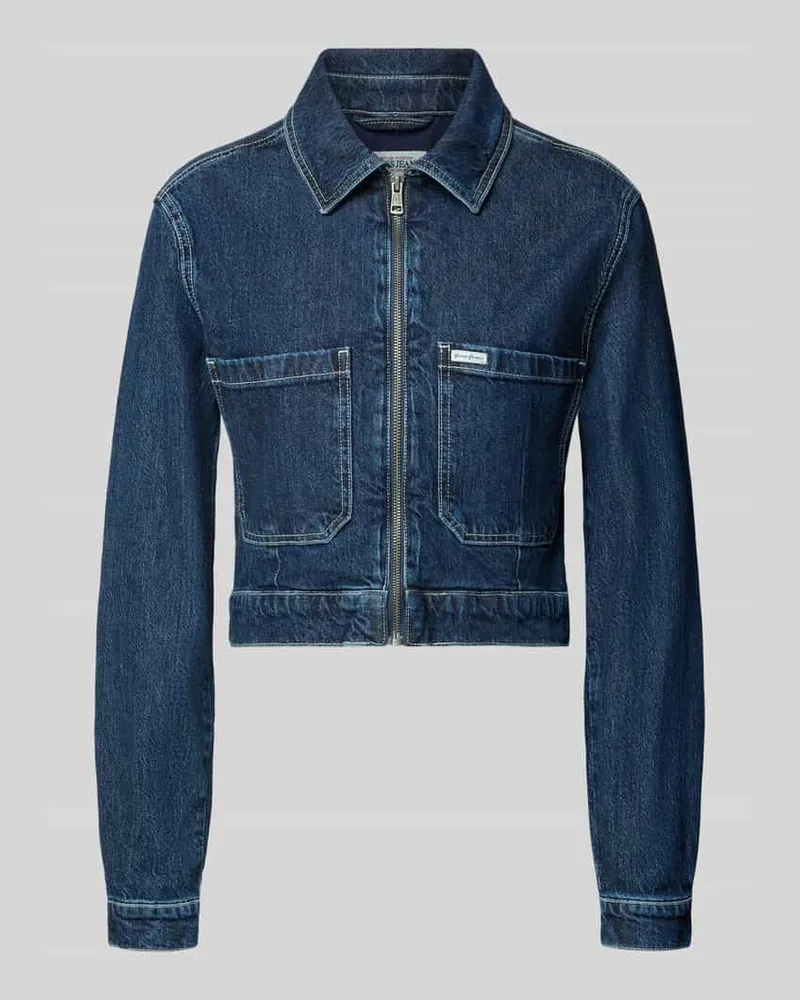Guess Cropped Jeansjacke mit Reißverschluss Jeansblau