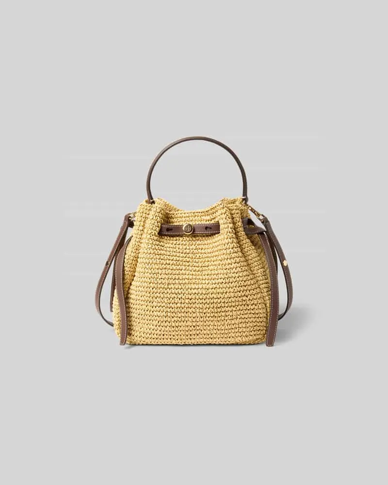 Tory Burch Bucket Bag aus Bast Beige
